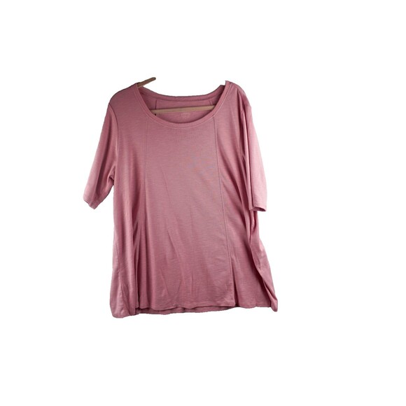 J. Jill Pima Seamed Elbow Sleeve Comfort Tunic T-Shirt Pink 100% Pima Cotton XL - Picture 2 of 7
